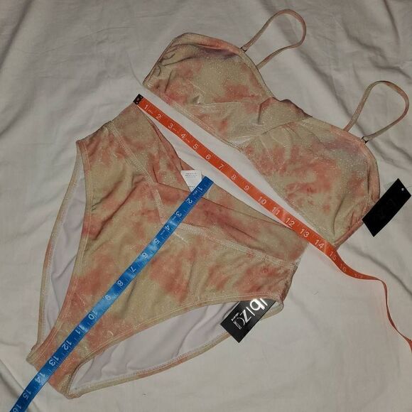 NWT Ibiza Beige and Peach Shimmer Highwaist bikini set XL - Picture 6 of 6